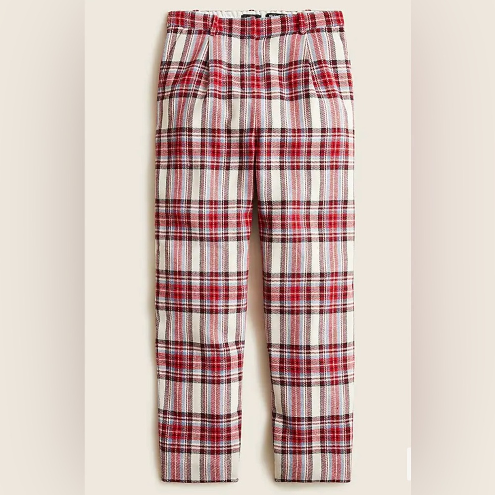 Tapered-leg wool pant in vintage plaid